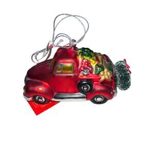 Vintage Red Truck Ornament Department 56 Hand Blown Mercury Glass  Holiday